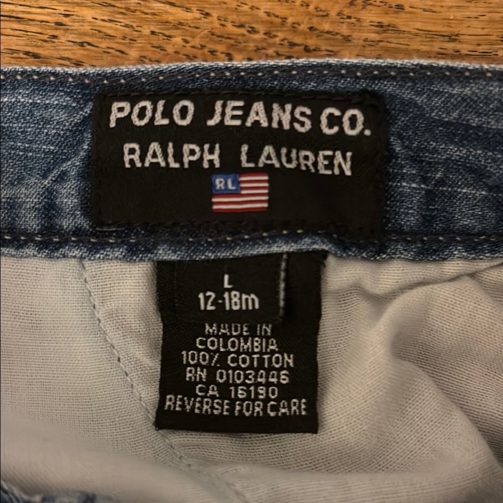 Ralph Lauren Polo Jeans Infant Boys Blue Denim Cargo Shorts size 12-18 months - Picture 8 of 8